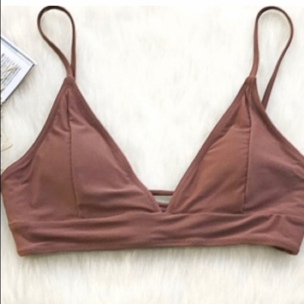 New! Cozy Bay Lace-Up Bikini, Clay/Brown Size M